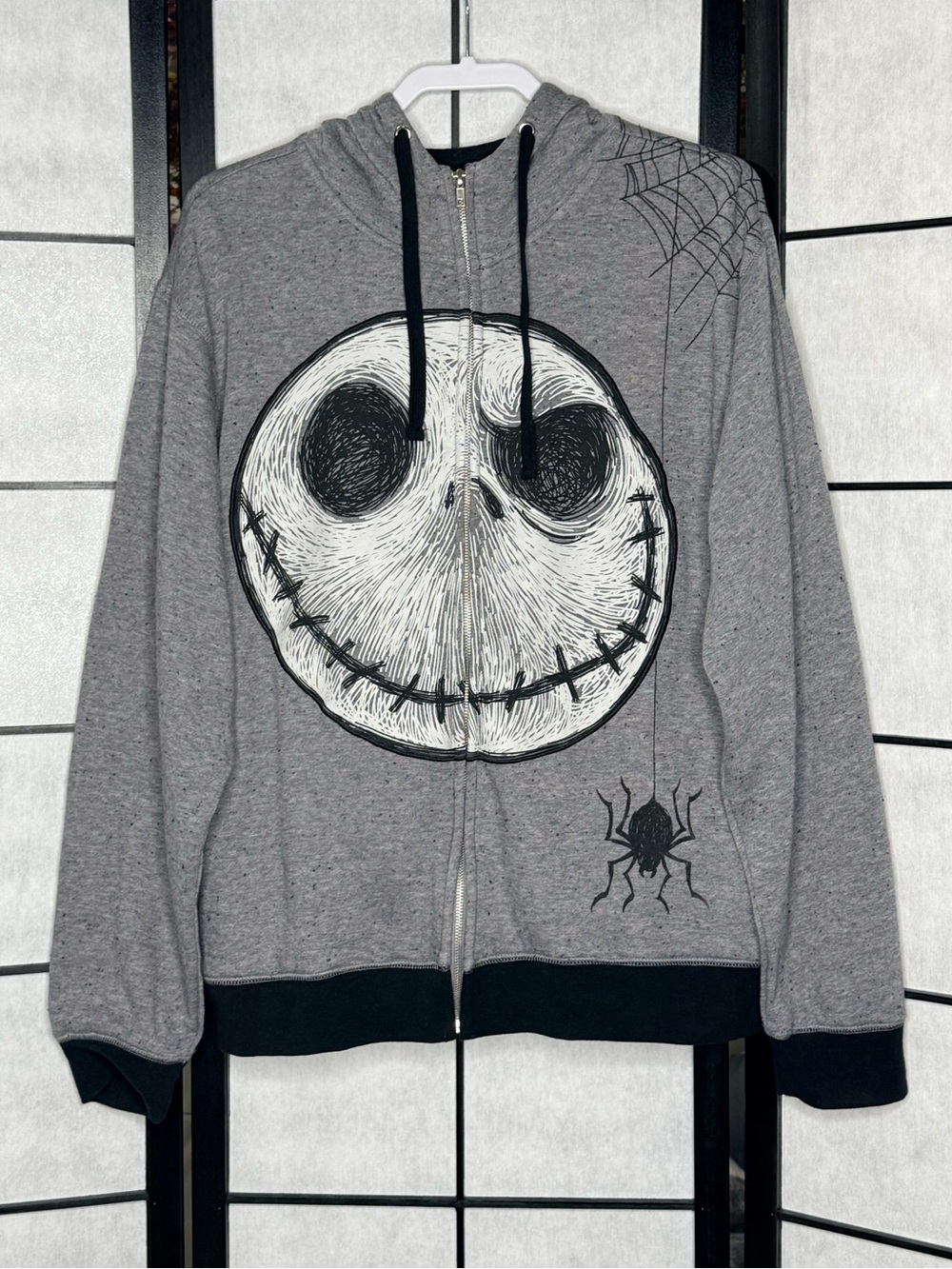 Disney Nightmare Before Christmas Jack Skellington Spider Web Zip Hoodie Large